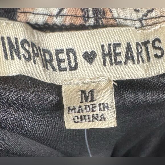 Black and ivory long sleeve corset top tiered floral ruffle dress medium NWT - Picture 6 of 9